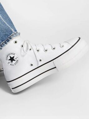 Converse Chuck Taylor All Star Lift Platform High Top White Sneakers, Size 10